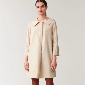 COS Cream Long Sleeve Dress
